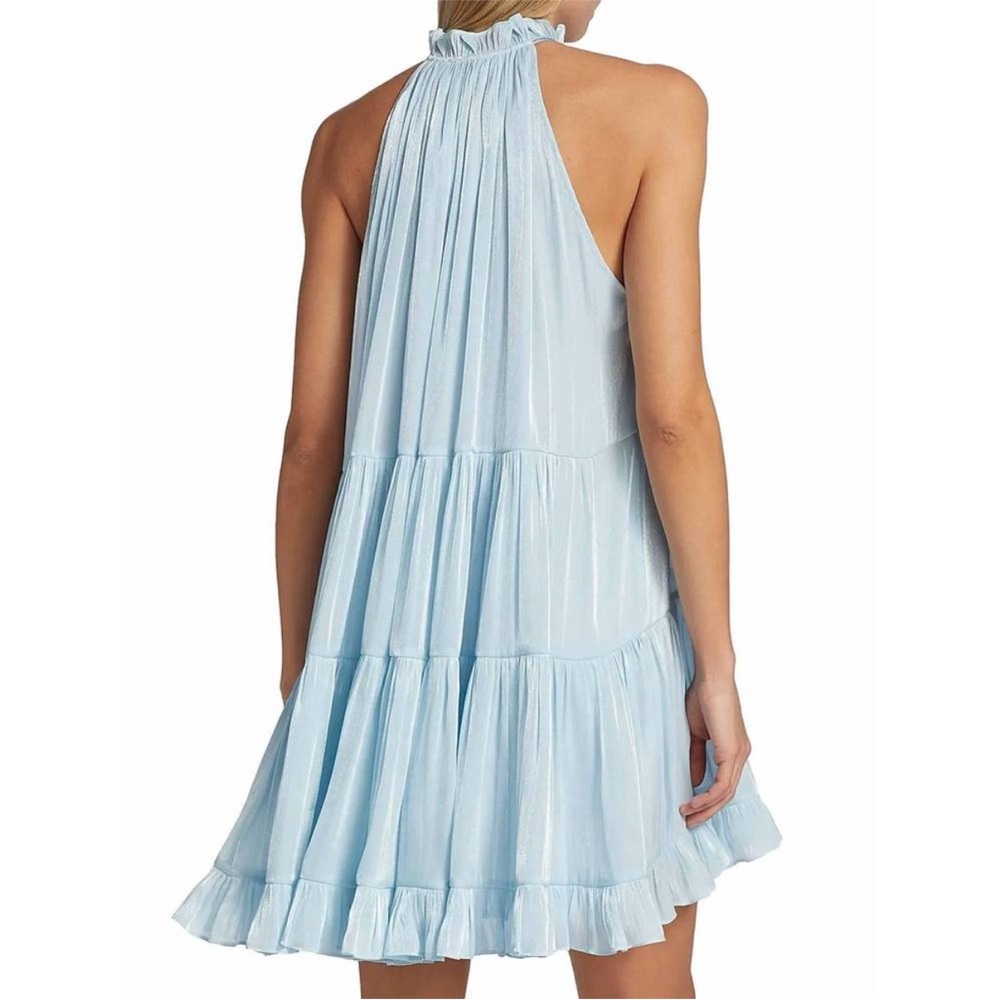 NEW CINQ A SEPT phyllis tiered mini dress in dream blue - Picture 4 of 7